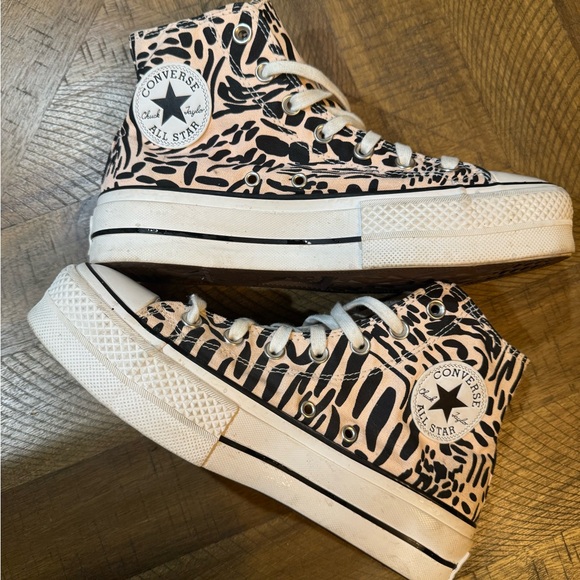 Converse All Star Animal Print High-Top Platform Sneakers - Picture 3 of 10